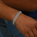 Hip Hop Cuban Bracelet For Men Full Shiny Crystal Stone Wide Double Color Brcelet Rock Style Fashion Statement Jewelry
