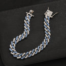 Hip Hop Cuban Bracelet For Men Full Shiny Crystal Stone Wide Double Color Brcelet Rock Style Fashion Statement Jewelry