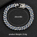 Hip Hop Cuban Bracelet For Men Full Shiny Crystal Stone Wide Double Color Brcelet Rock Style Fashion Statement Jewelry